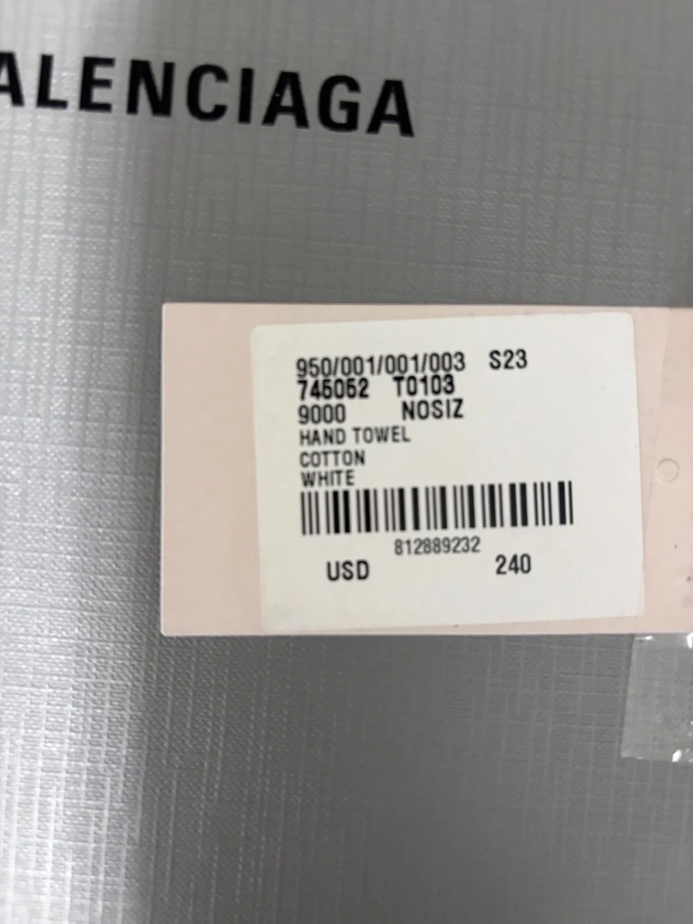 Balenciaga White Embossed Logo Cotton Hand Towel
